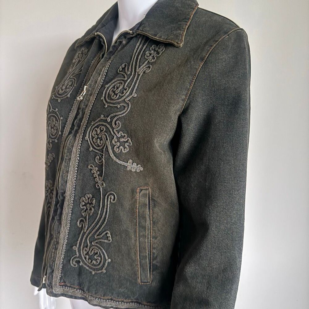 VTG Jean Paul Gaultier SS1990 Embroidered Denim Jacket With Scroll Embroidery - Picture 5 of 12
